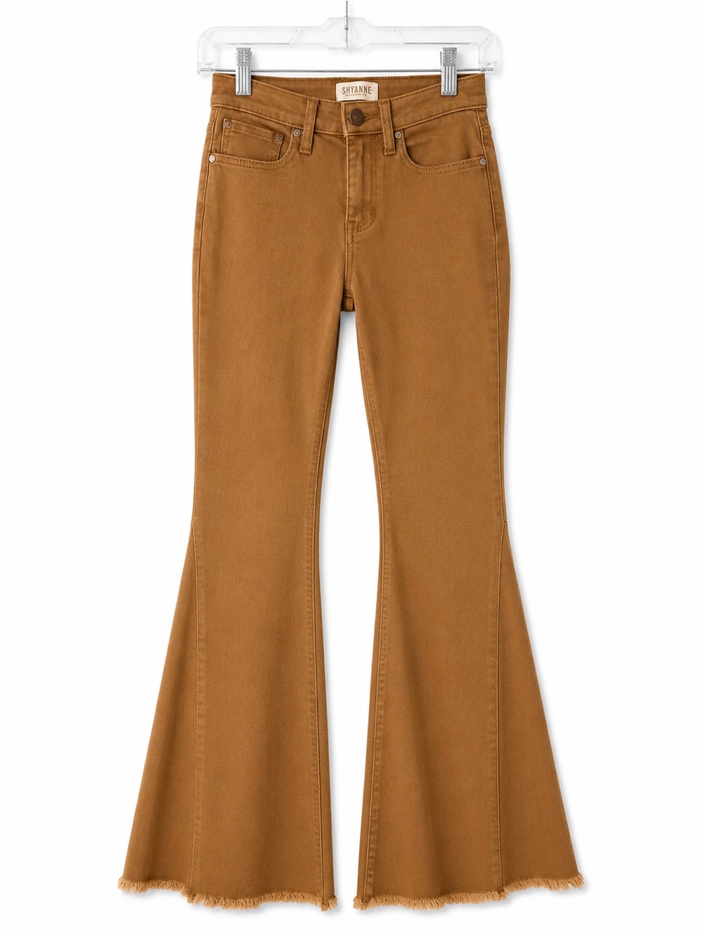 Shyanne Wide-Leg Flare Jeans in Caramel Brown